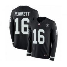 Men's Nike Oakland Raiders #16 Jim Plunkett Limited Black Therma Long Sleeve NFL Jersey