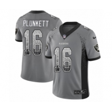 Men's Nike Oakland Raiders #16 Jim Plunkett Limited Gray Rush Drift Fashion NFL Jersey