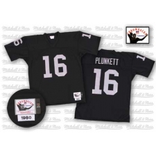 Mitchell and Ness Oakland Raiders #16 Jim Plunkett Black Authentic Throwback NFL Jersey