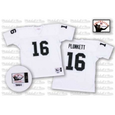 Mitchell and Ness Oakland Raiders #16 Jim Plunkett White Authentic NFL Throwback Jersey