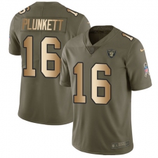 Youth Nike Oakland Raiders #16 Jim Plunkett Limited Olive/Gold 2017 Salute to Service NFL Jersey