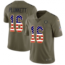 Youth Nike Oakland Raiders #16 Jim Plunkett Limited Olive/USA Flag 2017 Salute to Service NFL Jersey