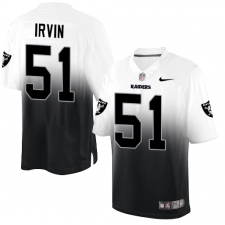 Men's Nike Oakland Raiders #51 Bruce Irvin Elite White/Black Fadeaway NFL Jersey