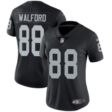 Women's Nike Oakland Raiders #88 Clive Walford Elite Black Team Color NFL Jersey