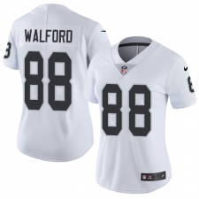 Women's Nike Oakland Raiders #88 Clive Walford Elite White NFL Jersey