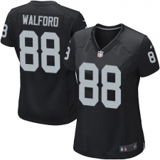 Women's Nike Oakland Raiders #88 Clive Walford Game Black Team Color NFL Jersey