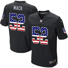 Men's Nike Oakland Raiders #52 Khalil Mack Elite Black Home USA Flag Fashion NFL Jersey