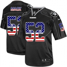 Men's Nike Oakland Raiders #52 Khalil Mack Elite Black USA Flag Fashion NFL Jersey