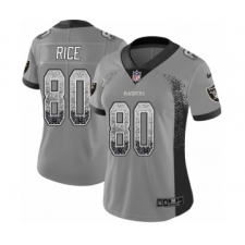Women's Nike Oakland Raiders #80 Jerry Rice Limited Gray Rush Drift Fashion NFL Jersey