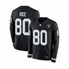 Youth Nike Oakland Raiders #80 Jerry Rice Limited Black Therma Long Sleeve NFL Jersey
