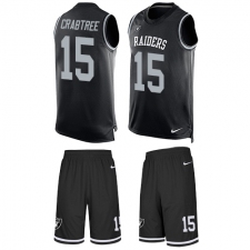 Men's Nike Oakland Raiders #15 Michael Crabtree Limited Black Tank Top Suit NFL Jersey