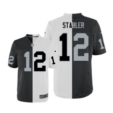 Men's Nike Oakland Raiders #12 Kenny Stabler Elite Black/White Split Fashion NFL Jersey