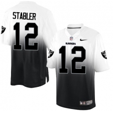 Men's Nike Oakland Raiders #12 Kenny Stabler Elite White/Black Fadeaway NFL Jersey