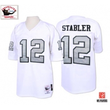 Mitchell and Ness Oakland Raiders #12 Kenny Stabler White with Silver No. Authentic NFL Throwback Jersey