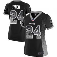 Women's Nike Oakland Raiders #24 Marshawn Lynch Elite Black Drift Fashion NFL Jersey