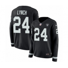 Women's Nike Oakland Raiders #24 Marshawn Lynch Limited Black Therma Long Sleeve NFL Jersey