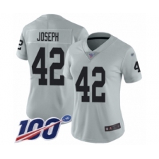 Women's Oakland Raiders #42 Karl Joseph Limited Silver Inverted Legend 100th Season Football Jersey