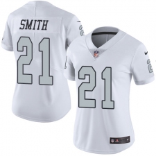 Women's Nike Oakland Raiders #21 Sean Smith Elite White Rush Vapor Untouchable NFL Jersey