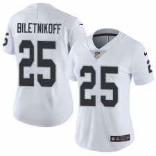 Women's Nike Oakland Raiders #25 Fred Biletnikoff Elite White NFL Jersey