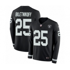 Youth Nike Oakland Raiders #25 Fred Biletnikoff Limited Black Therma Long Sleeve NFL Jersey