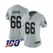 Women's Oakland Raiders #66 Gabe Jackson Limited Silver Inverted Legend 100th Season Football Jersey
