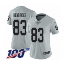 Women's Oakland Raiders #83 Ted Hendricks Limited Silver Inverted Legend 100th Season Football Jersey