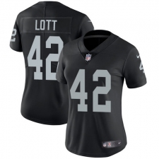Women's Nike Oakland Raiders #42 Ronnie Lott Elite Black Team Color NFL Jersey