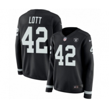 Women's Nike Oakland Raiders #42 Ronnie Lott Limited Black Therma Long Sleeve NFL Jersey