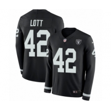 Youth Nike Oakland Raiders #42 Ronnie Lott Limited Black Therma Long Sleeve NFL Jersey