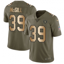 Men's Nike Oakland Raiders #39 Keith McGill Limited Olive/Gold 2017 Salute to Service NFL Jersey
