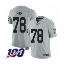 Men's Oakland Raiders #78 Justin Ellis Limited Silver Inverted Legend 100th Season Football Jersey