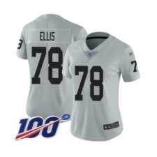 Women's Oakland Raiders #78 Justin Ellis Limited Silver Inverted Legend 100th Season Football Jersey