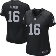 Women's Nike Oakland Raiders #16 George Blanda Game Black Team Color NFL Jersey