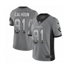 Men's Nike Oakland Raiders #91 Shilique Calhoun Limited Gray Rush Drift Fashion NFL Jersey