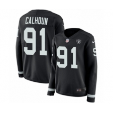 Women's Nike Oakland Raiders #91 Shilique Calhoun Limited Black Therma Long Sleeve NFL Jersey