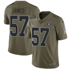 Youth Nike Oakland Raiders #57 Cory James Limited Olive 2017 Salute to Service NFL Jersey
