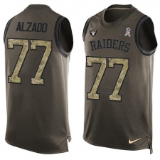 Men's Nike Oakland Raiders #77 Lyle Alzado Limited Green Salute to Service Tank Top NFL Jersey