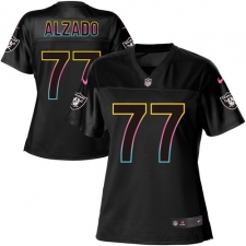 Women's Nike Oakland Raiders #77 Lyle Alzado Game Black Fashion NFL Jersey