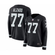 Women's Nike Oakland Raiders #77 Lyle Alzado Limited Black Therma Long Sleeve NFL Jersey