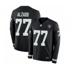 Youth Nike Oakland Raiders #77 Lyle Alzado Limited Black Therma Long Sleeve NFL Jersey