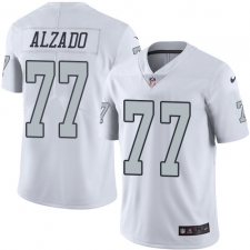 Youth Nike Oakland Raiders #77 Lyle Alzado Limited White Rush Vapor Untouchable NFL Jersey