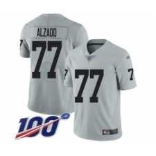 Youth Oakland Raiders #77 Lyle Alzado Limited Silver Inverted Legend 100th Season Football Jersey