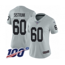 Women's Oakland Raiders #60 Otis Sistrunk Limited Silver Inverted Legend 100th Season Football Jersey