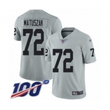 Men's Oakland Raiders #72 John Matuszak Limited Silver Inverted Legend 100th Season Football Jersey