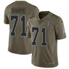 Youth Nike Oakland Raiders #71 David Sharpe Limited Olive 2017 Salute to Service NFL Jersey
