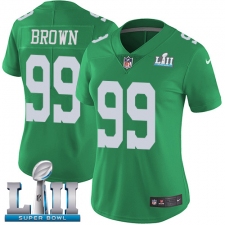 Women's Nike Philadelphia Eagles #99 Jerome Brown Limited Green Rush Vapor Untouchable Super Bowl LII NFL Jersey