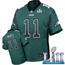 Men's Nike Philadelphia Eagles #11 Carson Wentz Elite Midnight Green Drift Fashion Super Bowl LII NFL Jersey