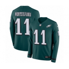 Men's Nike Philadelphia Eagles #11 Carson Wentz Limited Green Therma Long Sleeve Wentzylvania NFL Jersey