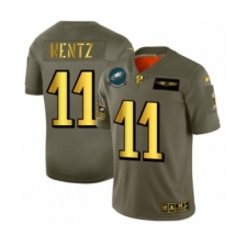 Men's Philadelphia Eagles #11 Carson Wentz Limited Olive Gold 2019 Salute to Service Football Jersey