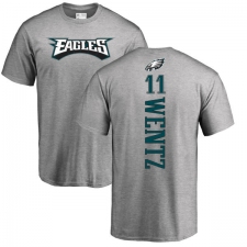 Nike Philadelphia Eagles #11 Carson Wentz Ash Backer T-Shirt